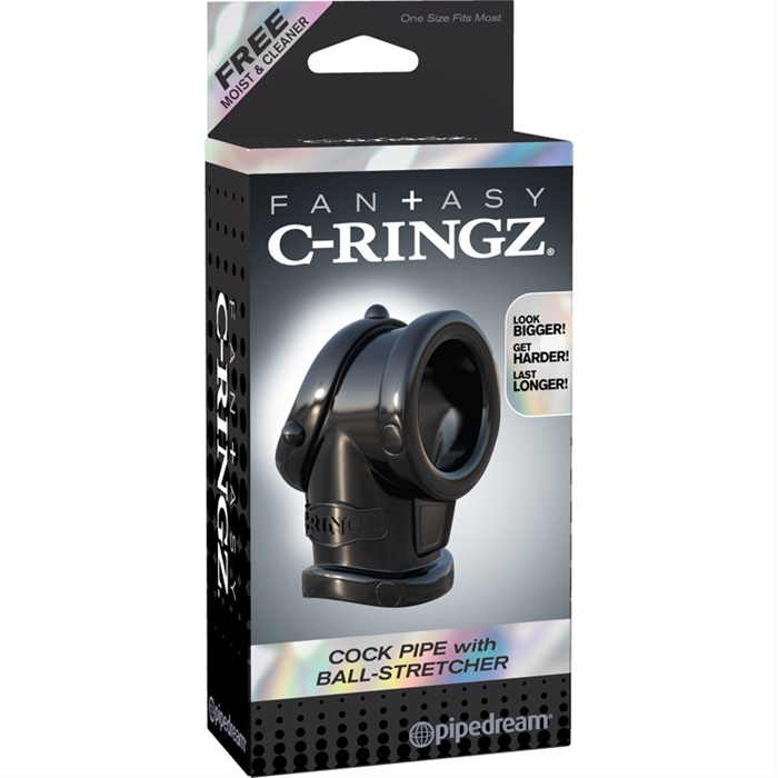 Picture of C-RINGZ COCK PIPE WITH BALL-STRETCHER BLACK